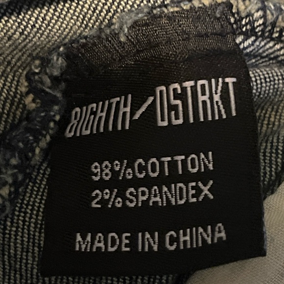 8ighth dstrkt denim button up distressed embroidered jean jacket - Picture 14 of 14